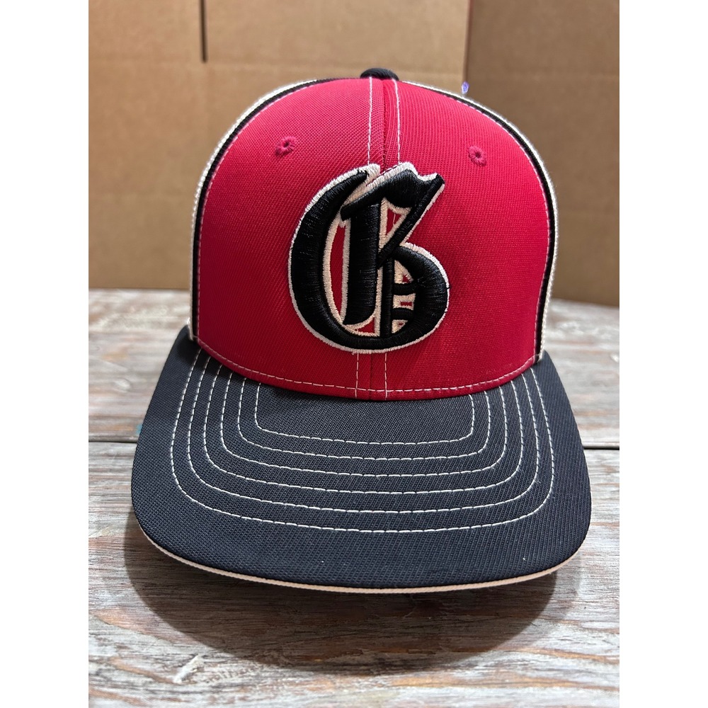 Pacific Headwear 404M Youth Trucker Hat Red Black White Mesh Flexfit Cap G Logo